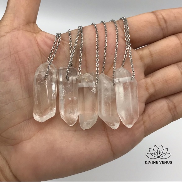 Clear Quartz Necklace • Stainless Steel • Medium - Picture 2 of 7